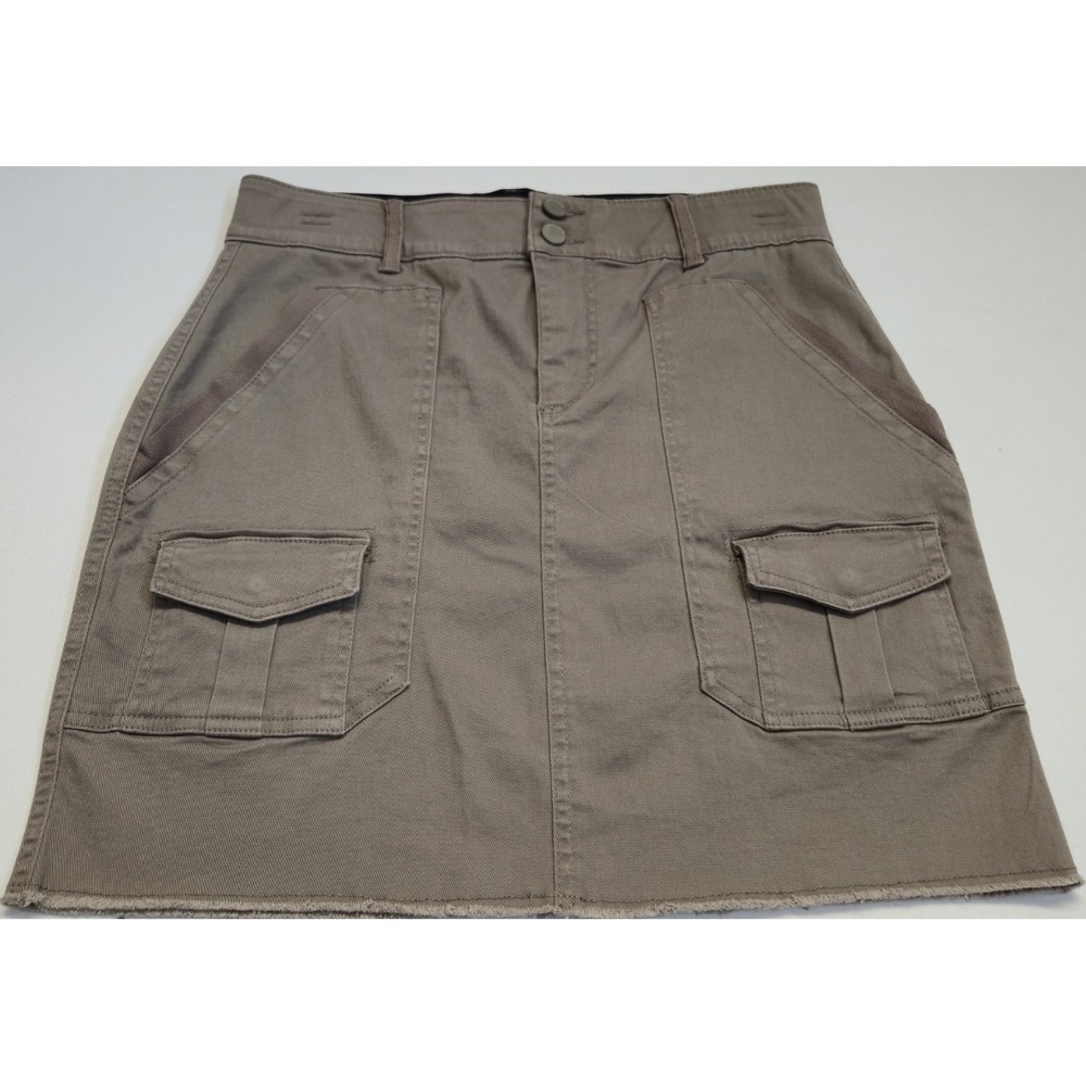 Democracy Ab Solution Cargo Skirt Womens Size 4 Khaki Beige Canvas Mini Skirt